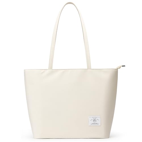 KALIDI Wasserdichte Tote Bag mit Reißverschluss – Leichte Shopper Schulter Tasche für Arbeit Uni,Beige