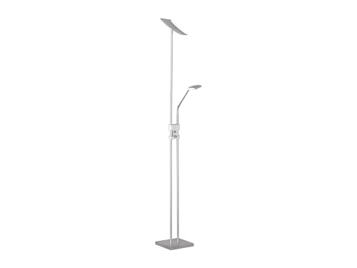 meineWunschleuchte LED Deckenfluter dimmbar mit Leselicht, getrennt schaltbar, Silber 185cm
