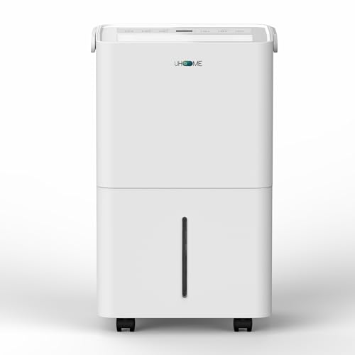 Uhome Luftentfeuchter elektrisch 12L in 24h, Raumentfeuchter für 54m³/18m², entfeuchter mit Autoabschaltung, Feuchtigkeitssensor, Wäschemodus, Aktivkohlefilter, Ablaufschlauch (12L Luftentfeuchter)