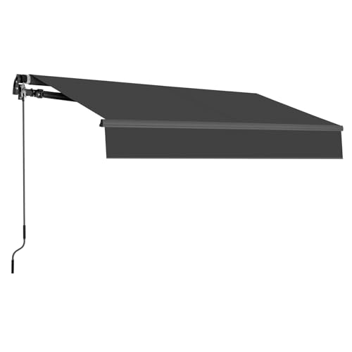 Homedemo Gelenkarmmarkise Markise mit Handkurbel, 300x250cm, Anthrazit, Sonnenmarkise Terrassenmarkise Winkel Einstellung(5-60°), Balkon Markisen mit Wasserdichter Beschichtung inkl. Wandhalterung