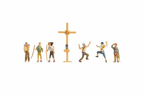 NOCH® Bergwanderer mit Gipfelkreuz, handkoloriertes Figuren-Set, 1:87 für die Spur H0, ideal für Dioramen und Modellbau