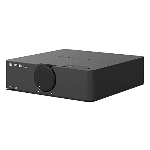 SMSL A100 Verstärker HiFi Stereo, HiFi Verstärker Verwendet Infineons Chip MA12070, 2 * 80W Ausgangsleistung, USB Multi-Device Support, Bluetooth 5.0 mit Circuit Protection(Grau)