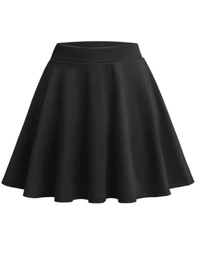 Zeagoo Damen Mini Rock Sommer Kurz Skater Rock Basic Solid Dehnbaren Skater Mini Rock Schwarz S