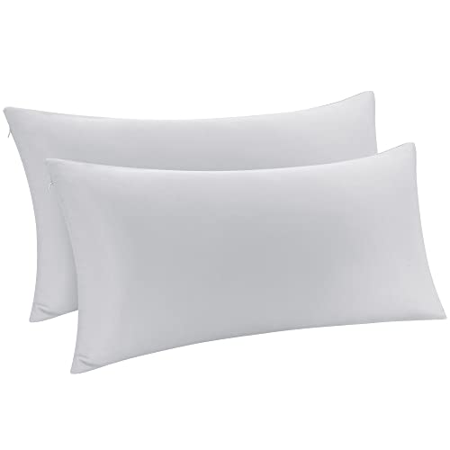 PiccoCasa Kissenbezug Bambus kopfkissenbezug 40x80cm kühlend Kissenbezüge 2er Set mit Reißverschluss atmungsaktiv Ultra weich Kühlkissen Schlafkissen Grau 40x80cm