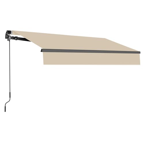 HOMEDEMO Gelenkarmmarkise Markise mit Handkurbel, 300x250cm, Beige, Sonnenmarkise Terrassenmarkise Winkel Einstellung(5-60°), Balkon Markisen mit Wasserdichter Beschichtung inkl. Wandhalterung