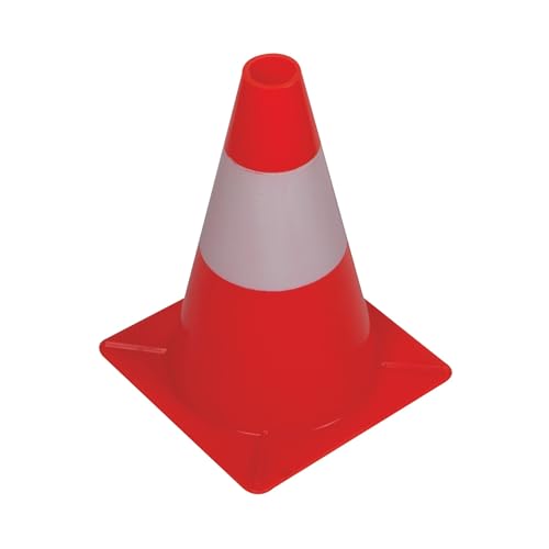 Perel Leitkegel, Warnkegel, Pylonen Kinder Outdoor, Hütchen Sport zum Markieren, Absichern oder Absperren von Zonen, nur für den Freizeitgebrauch, rot/weiß, 30 cm