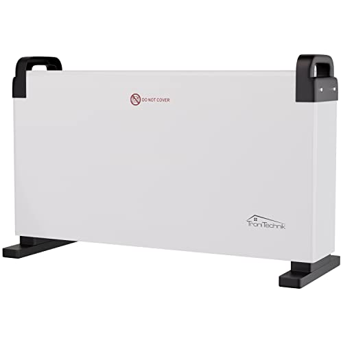 Tronitechnik® Elektroheizer Konvektor Heizgerät Heizkörper mit 3 Leistungsstufen 750/1250/2000 Watt, mobil mit Tragegriff, Timer und Thermostatsteuerung, Überhitzungsschutz, freistehend, weiß