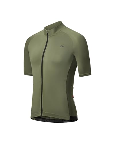 DANISH ENDURANCE Kurzarm Radtrikot Herren mit Reißverschluss, Fahrradtrikot mit Taschen, Schnelltrocknend Olivgrün L