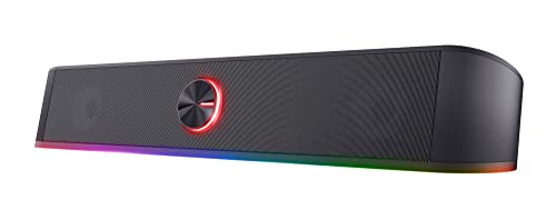 Trust Gaming Stereo Soundbar mit RGB Beleuchtung GXT 619 Thorne - Computer Boxen, 2.0 Lautsprecher mit RGB LED-Beleuchtung, Stromversorgung über USB, 12W, PC/Laptop, Schwarz