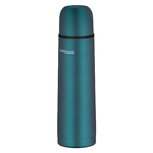 TC BEVERAGE BOTTLE 0,50l, teal mat, Thermosflasche aus Edelstahl, 12 h heiß / 24 h kalt, absolut dicht mit Drehverschluss und Becher, für Uni, Schule, Büro, Reisen, by THERMOS, Isolierflasche türkis