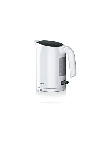 Braun WK 3000 WH Wasserkocher | Füllmenge 1,0 l | 2.200 Watt | Schnellkochsystem | Herausnehmbarer Anti-Kalk-Filter | Große Wasserstandsanzeige | BPA Frei | Weiß