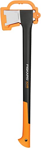 Fiskars Spaltaxt, Inklusive Klingen- und Transportschutz, Länge: 71 cm, Antihaftbeschichtet, Hochwertige Stahl-Klinge/Glasfaserverstärkter Kunststoff-Stiel, Schwarz/Orange, X21–L, 1,63 kg, 1015642