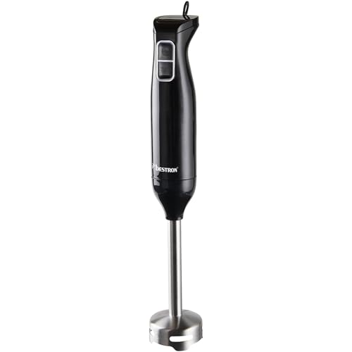 Bestron Stabmixer, Pürierstab mit 2 Geschwindigkeitsstufen & ergonomischer Handgriff, Staab abnehmbar, Material: Edelstahl, Farbe: Schwarz/Silber