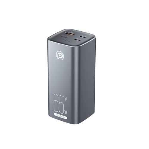 Power Bank 65W 20000mAh USB C Externer Akku Schnellladung Tragbares Ladegerät für Laptop, iPhone, Tablet, Samsung Galaxy, Huawei und Mehr-Schwarz