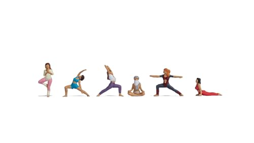 NOCH® H0 Figuren-Set „Beim Yoga“, Modellbau Figuren aus Kunststoff für die Modelleisenbahn Spurweite H0 zum Basteln, DIY