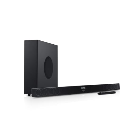 Teufel CINEBAR 11-2.1 Soundbar Set mit Kabellosem Subwoofer, Dolby Audio, Bluetooth 5.0, HDMI 3D ARC CEC, 4K Pass Through, Dynamore, Touch Panel - Schwarz