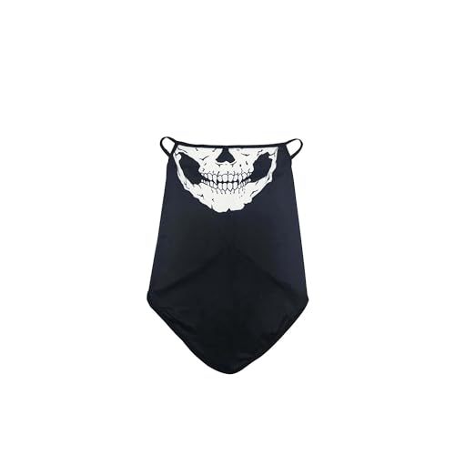 TUKEVA Skull Halstuch mit Ohrenbefestigung multifunktionstuch Motorrad Sturmmaske mit Totenkopf Design Skull Skelett Maske für Fahrrad Atmungsaktiv für Motorrad Radfahren Wandern und Outdoor (Schwarz)