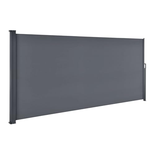 Juskys Seitenmarkise Dubai 500 x 180 cm ausziehbar Blickdicht, Sichtschutz für Balkon & Terrasse, Seitenrollo Wandhalterung - anthrazit
