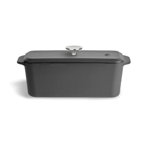 SPRINGLANE Kastenform Gusseisen mit Deckel 33,5 x 13 cm, emaillierte Backform, Brotbackform - Grau