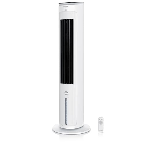 Brandson - Turmventilator mit Wasserkühlung - Preisträger 2025 - Verdunstungskühler - Luftkühler - Ventilator - mobile Klimaanlage ohne Abluftschlauch - 5 in 1 - leise - 4,6 L Wassertank - weiß