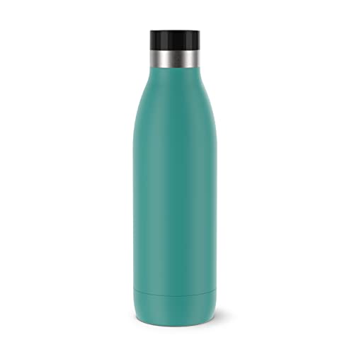 Emsa N31110 Bludrop Color Trinkflasche, 0,7 Liter, 100 % dicht, Quick-Press Verschluss, Ergonomischer 360° Trinkgenuss,12h warm, 24h kühl, spülmaschinenfest, Edelstahl, Petrol