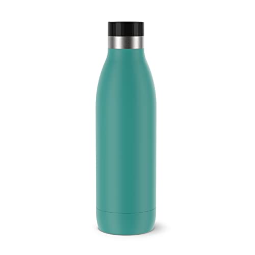 Emsa N31110 Bludrop Color Trinkflasche | 0,7 Liter | 100 % dicht | Quick-Press Verschluss | Ergonomischer 360° Trinkgenuss |12h warm, 24h kühl | spülmaschinenfest | Edelstahl | Petrol