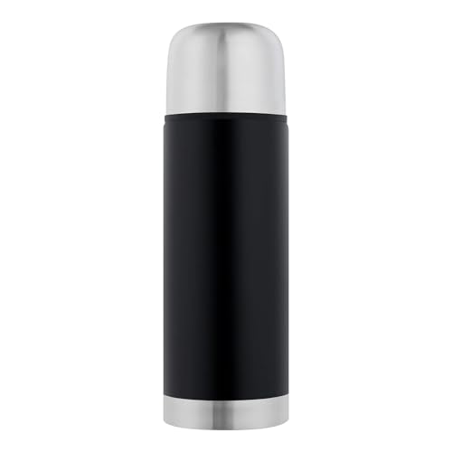 GRÄWE Thermosflasche, Edelstahl Trinkflasche, Thermoskanne, Isolierflasche für unterwegs mit Becher, auslaufsicher, spülmaschinengeeignet (1, Schwarz, 350 ml)