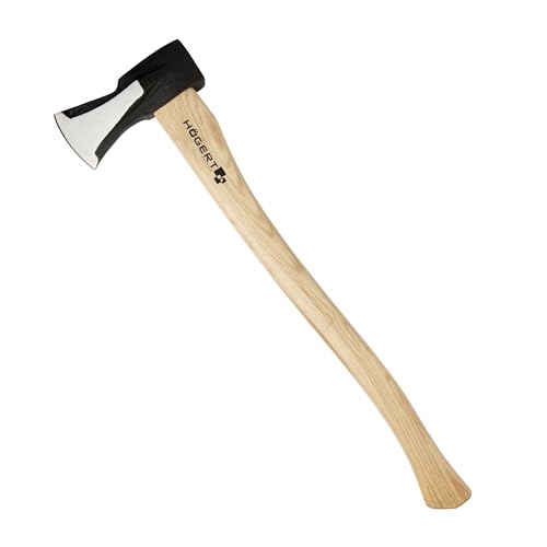 HÖGERT TECHNIK Spaltaxt 2000g, Hickory-Holzgriff, gehärteter Stahl, 47-55 HRC, UV-Beschichtung, Keilbefestigung, extra Stabilität, ideal zum Spalten von Baumstämmen und Holz