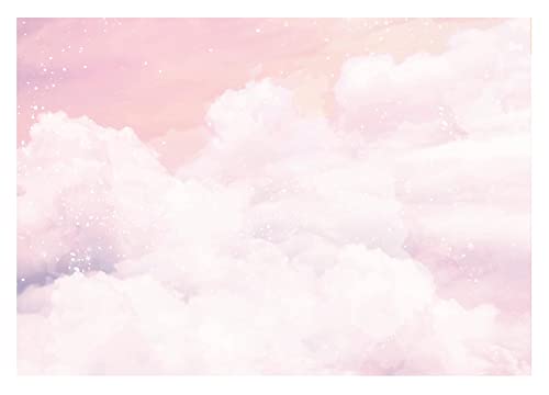 WallArena - Vlies Fototapete Kinderzimmer 368x254 cm Mädchen Himmel mit Wolken Rosa Decke Pastell - Fototapeten Tapeten für Kinder Kindertapete - Vliestapete Wandtapete Tapete 3D Effekt