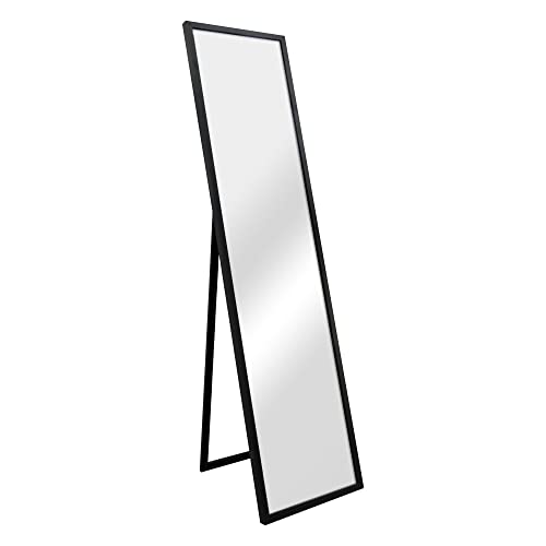 [en.casa] Standspiegel Giovinazzo 150x35 cm Ganzkörperspiegel MDF-Rahmen rechteckig Ankleidespiegel kippbar neigbar Schwarz