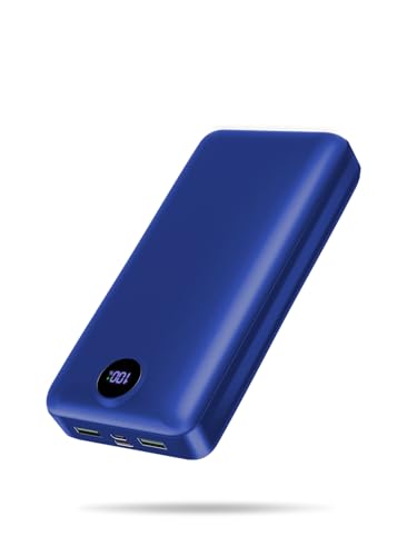 PDBEST PowerBank 50000mAh große kapazität, Power Bank 22,5W schnelles Aufladen externer Akku USB-C 3 Ausgänge und 2 Eingänge LED Display kompatibel mit Samsung iPhone Android usw Blau