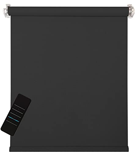 Elektrisches Rollo, schwarz, 5% lichtdurchlässig, inkl. Akku-Motor & Sender, 110x220 cm (1 ST)