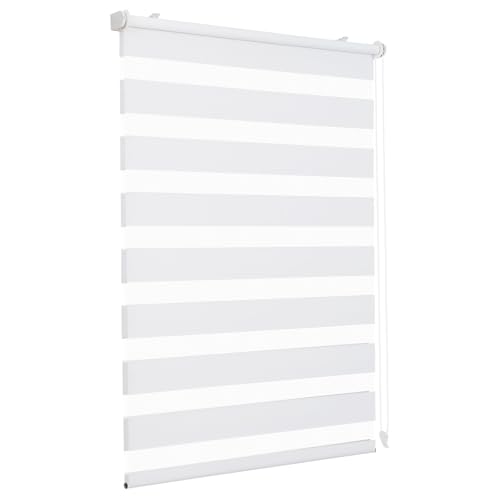 Sekey Doppelrollo Klemmfix ohne Bohren für Fenster, Doppelrollo 95 cm breit, Duo Rollo Jalousie Sonnenschutz, 95x150cm, Weiß