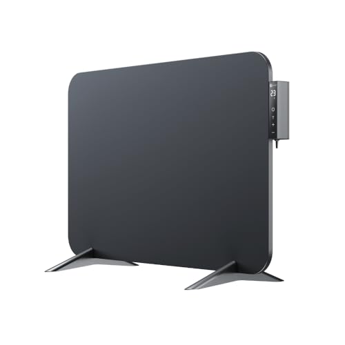 BR Bringer Metall Infrarotheizung 450 Watt mit Smart Thermostat und Fernbedienung, WIFI und App - als Wandheizung oder mobiles Standgerät, Energiesparend - Deutsche Qualitätsmarke (schwarz)