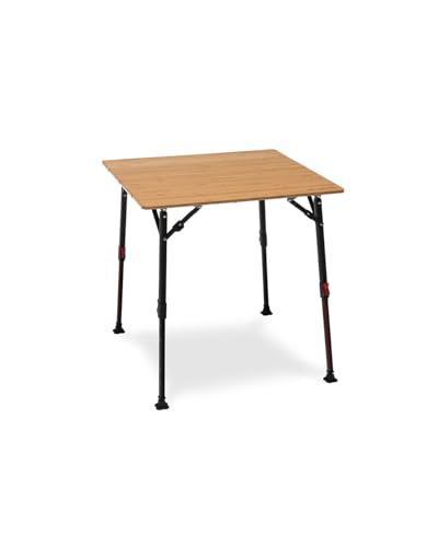 qeedo Quick Kimmy S 70x70 cm Campingtisch quadratisch mit Bambus-Tischplatte, klappbar, höhenverstellbar