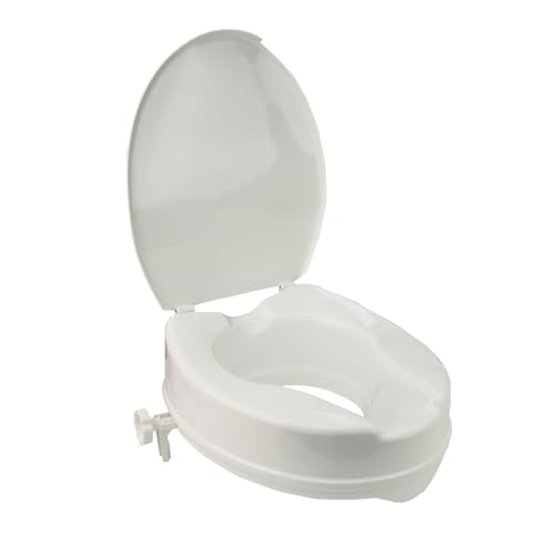 Stock-Fachmann® Toilettensitzerhöhung Smart In 5cm 10cm Oder 15cm Mit Deckel Oder Ohne Deckel WC Sitzerhöhung Toilette Senioren Toilettenaufsatz Senioren Farbe Weiß Belastbar 200kg