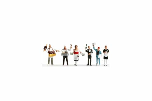NOCH H0 Figuren-Set „Servicepersonal“ aus Kunststoff, handbemalt, ideal für Modelleisenbahn H0, Deko & DIY-Projekte