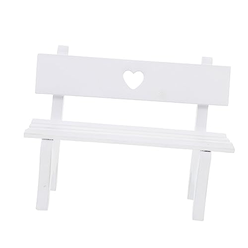 MOLUCKFU Mini Holzstuhl Miniaturmöbel Für Puppenhaus Dekoration Educational Toy Pretend Play Chair Weißer Herzstuhl Für Kreatives Und Gartenlandschaft Deko