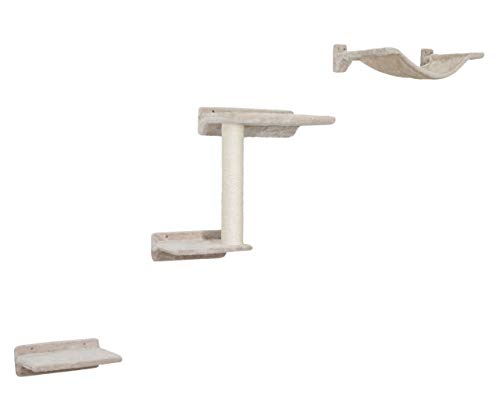 Kerbl Kletterwand Zugspitze (Farbe beige, max. Belastbarkeit 10 kg, 5-teilig, mit zwei Trittbrettern, Katzenspielzeug) 81632