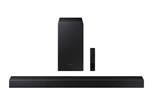 Samsung HW-T420 Soundbar, 150 W, 2,1 Ch, kabelgebundener Subwoofer, Dolby Digital 2.1, Bluetooth 4.2 Power On, Game Mode und One Remote Control, Schwarz