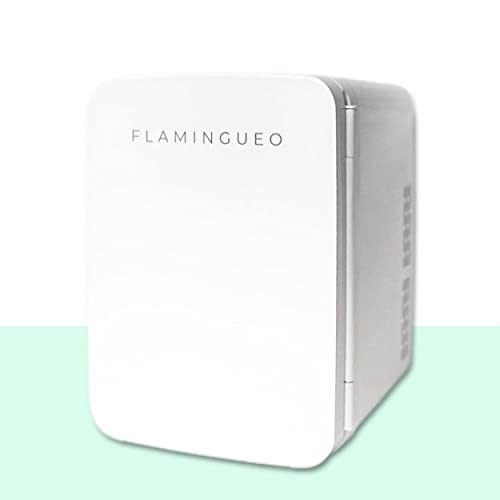 Flamingueo Kleiner Kühlschrank - Minikühlschrank 10L, Mini Kühlschrank für Zimmer, Kosmetik Kühlschrank 12/220V, Skincare Fridge, Kühlen und Heizen, Tischkühlschrank