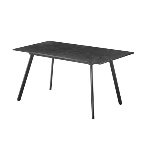 B&D home Esstisch MARA | ausziehbar 120-160x80 cm 4-6 Personen Küchentisch Holztisch mit Metallgestell für Esszimmer, Küche | skandinavisch modern Design | Marmor Optik schwarz, 11201-FS-MSCH