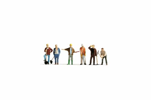 NOCH Bauarbeiter H0 Figuren Set handbemalt Modellbau Modellbahn 1:87 Miniaturfiguren für Modelleisenbahn Zubehör Baustelle Diorama Landschaftsbau (15110)