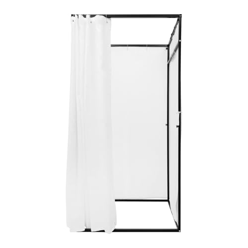 gegeweeret Tragbare Umkleidekabine 100x100x200cm | Freistehend mit Eisenrahmen & Lichtundurchlässigem Leinenstoff | Abnehmbar (Weiß)