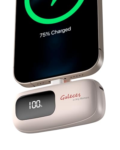 Galeces 5000mAh Mini Powerbank, PD 20W Schnellladen Externer Akku Kleine USB C Powerbank Compact LCD Digitalanzeige Akkupack Kompatibel mit iPhone 16/15 Samsung Huawei iPad USB-C-Telefone usw (Rosa)