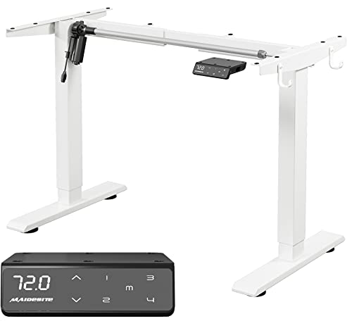 MAIDeSITe Schreibtisch elektrisch mit starken Motor, tischgestell höhenverstellbar 2 teiligen Beinen sowie auch 4 Memory-Steuerung -T1 Pro(Weiß)