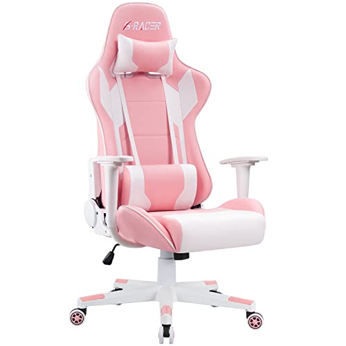 Homall Gaming Stuhl Bürostuhl Zocker Stuhl Ergonomischer Gamer Stuhl PC-Stuhl Racing Computerstuhl Höhenverstellbarer Schreibtischstuhl (Rosa)