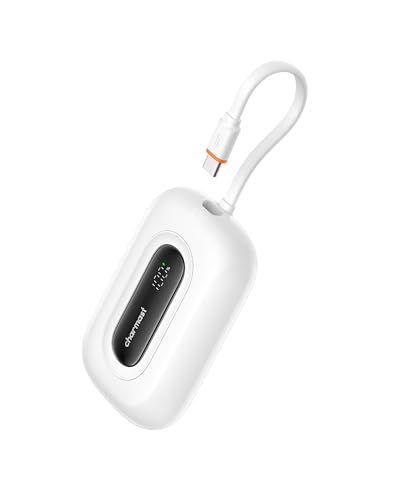 Charmast Power Bank, 10000mAh 20W USB C Powerbank mit Kabel Integriert, Klein Aber Stark Externe Handyakkus mit LED-Display, Kompatibel mit iPhone 16 15 14 13 12 11 Pro Max Huawei Samsung Tablet