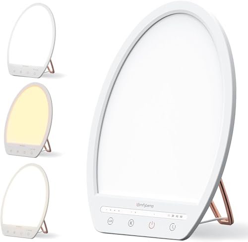 Comfytemp Tageslichtlampe UV-Frei Therapielicht, 10.000 Lux Sonnenlicht lampe, 3 Farbtemperaturen 4 Helligkeitsstufen und Timer, 24x19cm Vollspektrumlicht Verbessert Schlaf