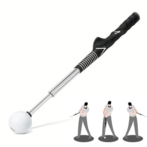 Chstarina Teleskop Golf Swing Trainer, Golf Swing Trainingshilfe, Golf Schwungtrainer, Golf Krafttraining Aid, Rechtshänder, für Anfänger Aufwärmen Praxis Indoor-Übung